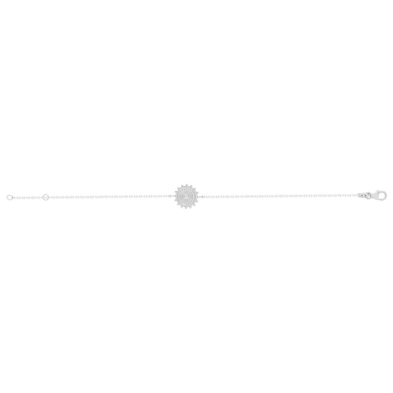 Bracelet argent 925 médaille perlée 18 cm - vue 2