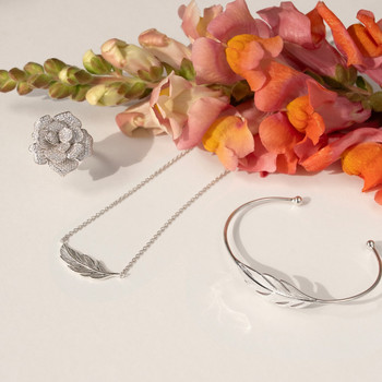 Collier argent 925 motif plume 42 cm