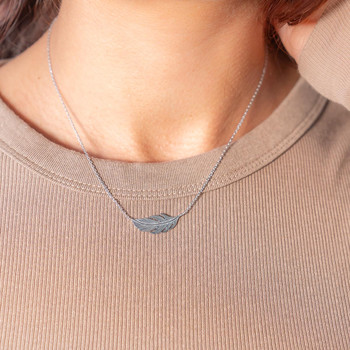 Collier argent 925 motif plume 42 cm