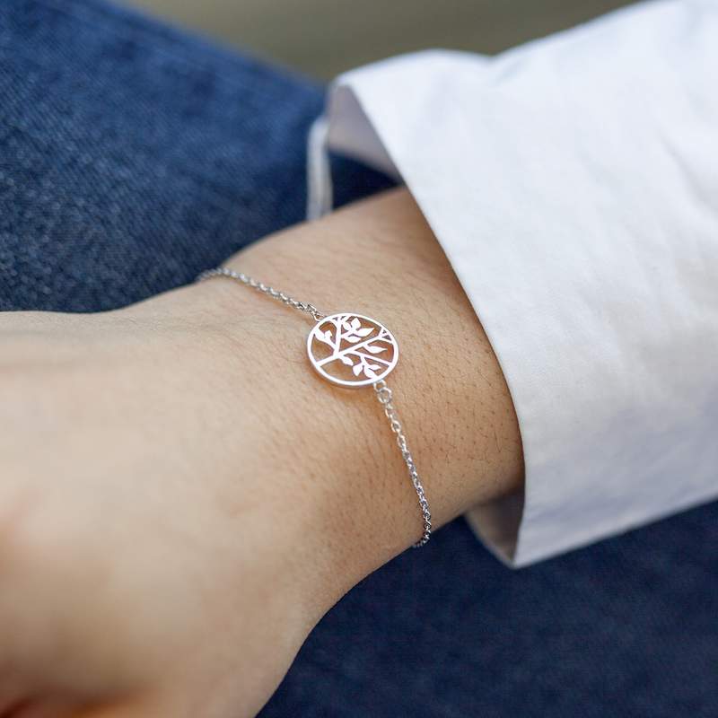 Bracelet argent 925, motif arbre de vie 18 cm - vue porté 1
