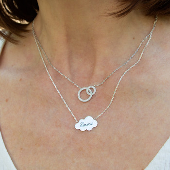 Collier argent 925, motif nuage personnalisable 45 cm
