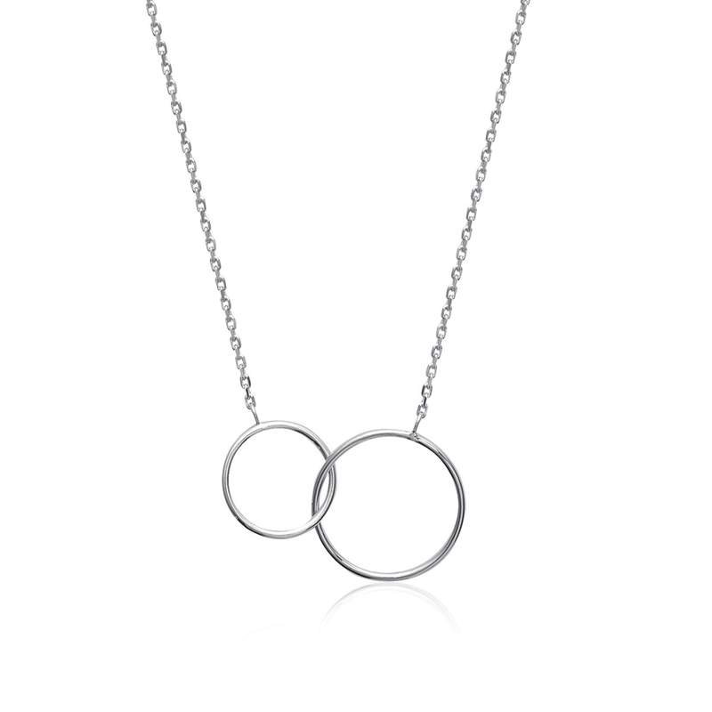 Collier argent 925 anneaux entrelacés 45 cm - vue 1