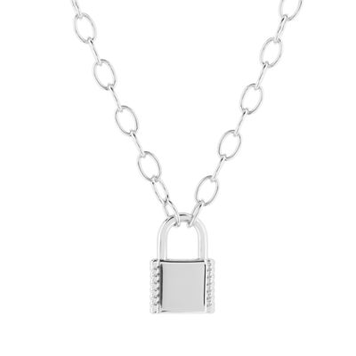 Collier argent 925, motif cadenas 45 cm - vue 1