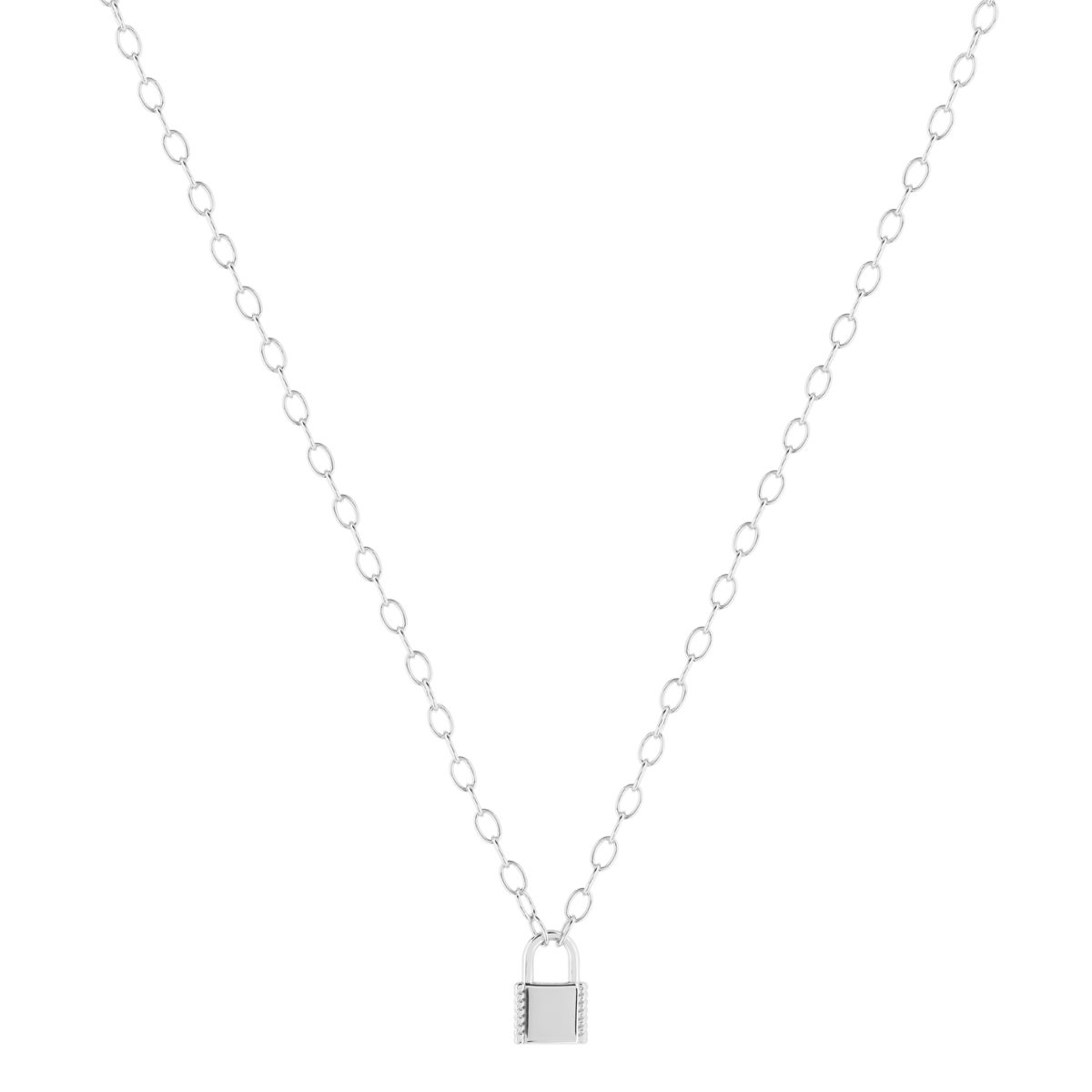 Collier argent 925, motif cadenas 45 cm - vue 2