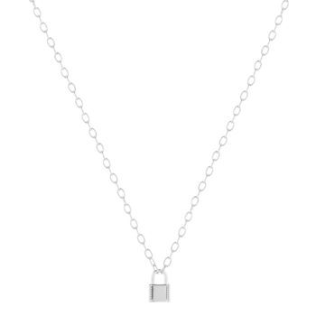 Collier argent 925, motif cadenas 45 cm