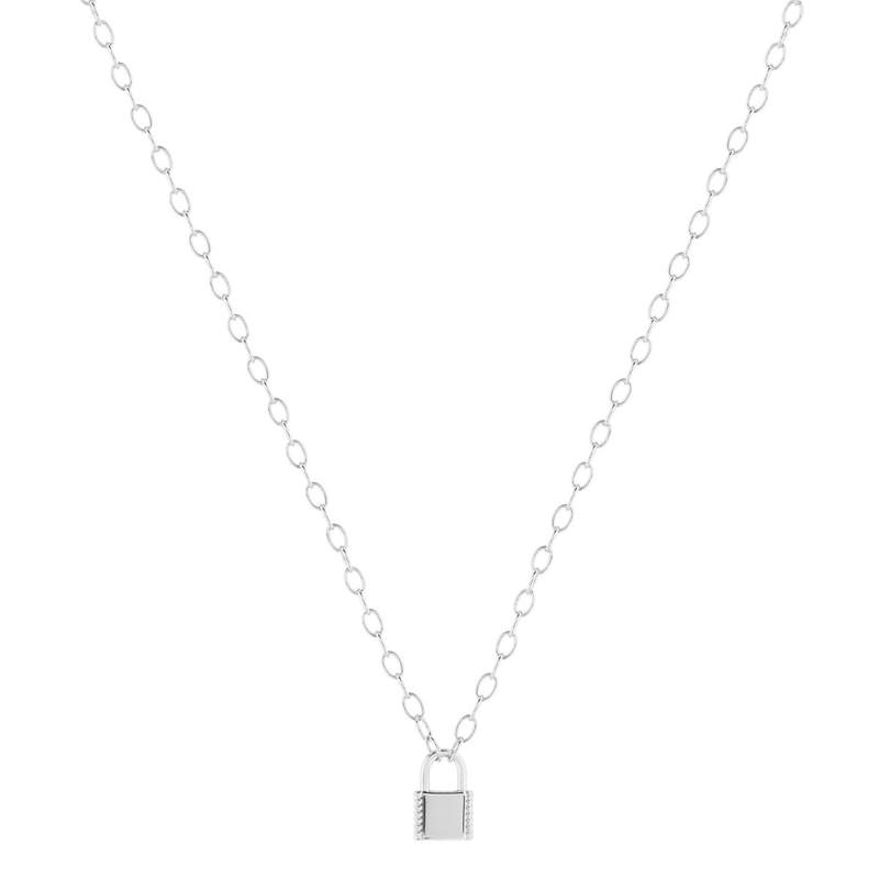 Collier argent 925, motif cadenas 45 cm - vue 2