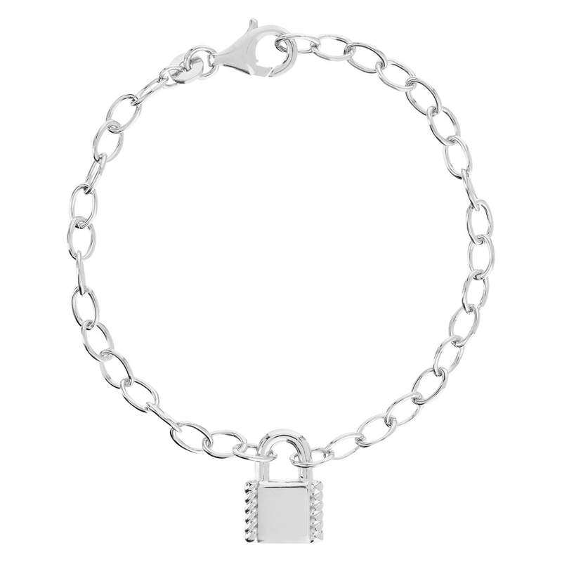 Bracelet argent 925 motif cadenas 18 cm - vue 1