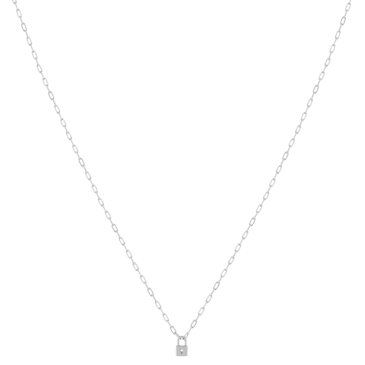 Collier argent 925, motif cadenas zirconias 45 cm - vue 2