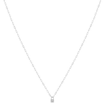 Collier argent 925, motif cadenas zirconias 45 cm