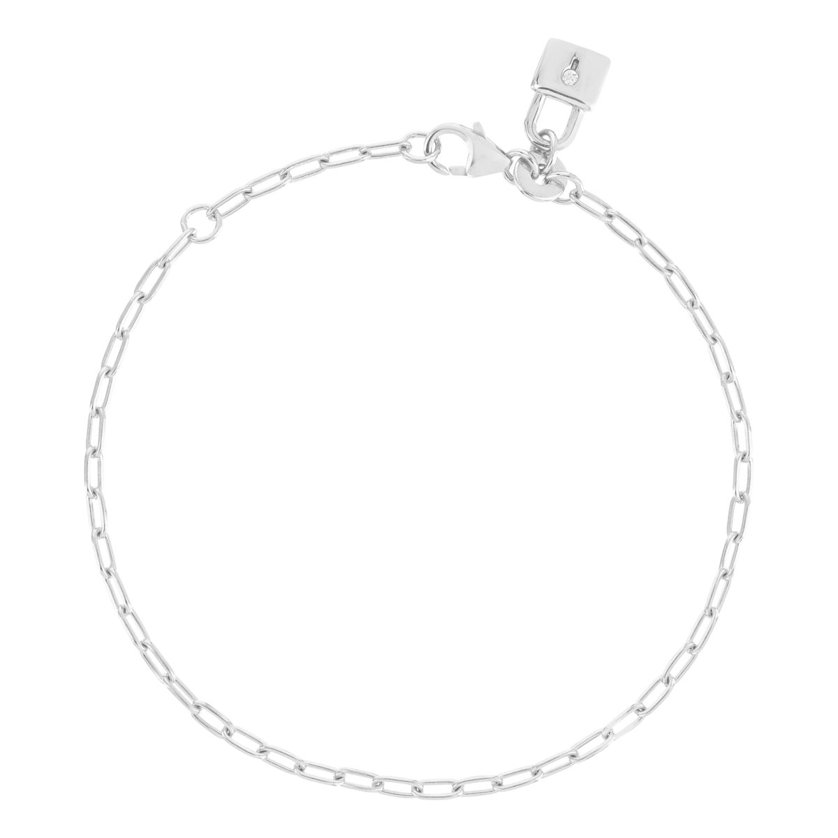 Bracelet argent 925, motif cadenas zirconia 18 cm