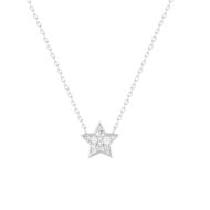 Collier argent 925, motif étoile zirconias 45 cm