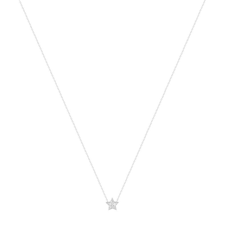 Collier argent 925, motif étoile zirconias 45 cm - vue 2