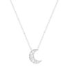 Collier argent 925, motif lune zirconias 45 cm - vue V1