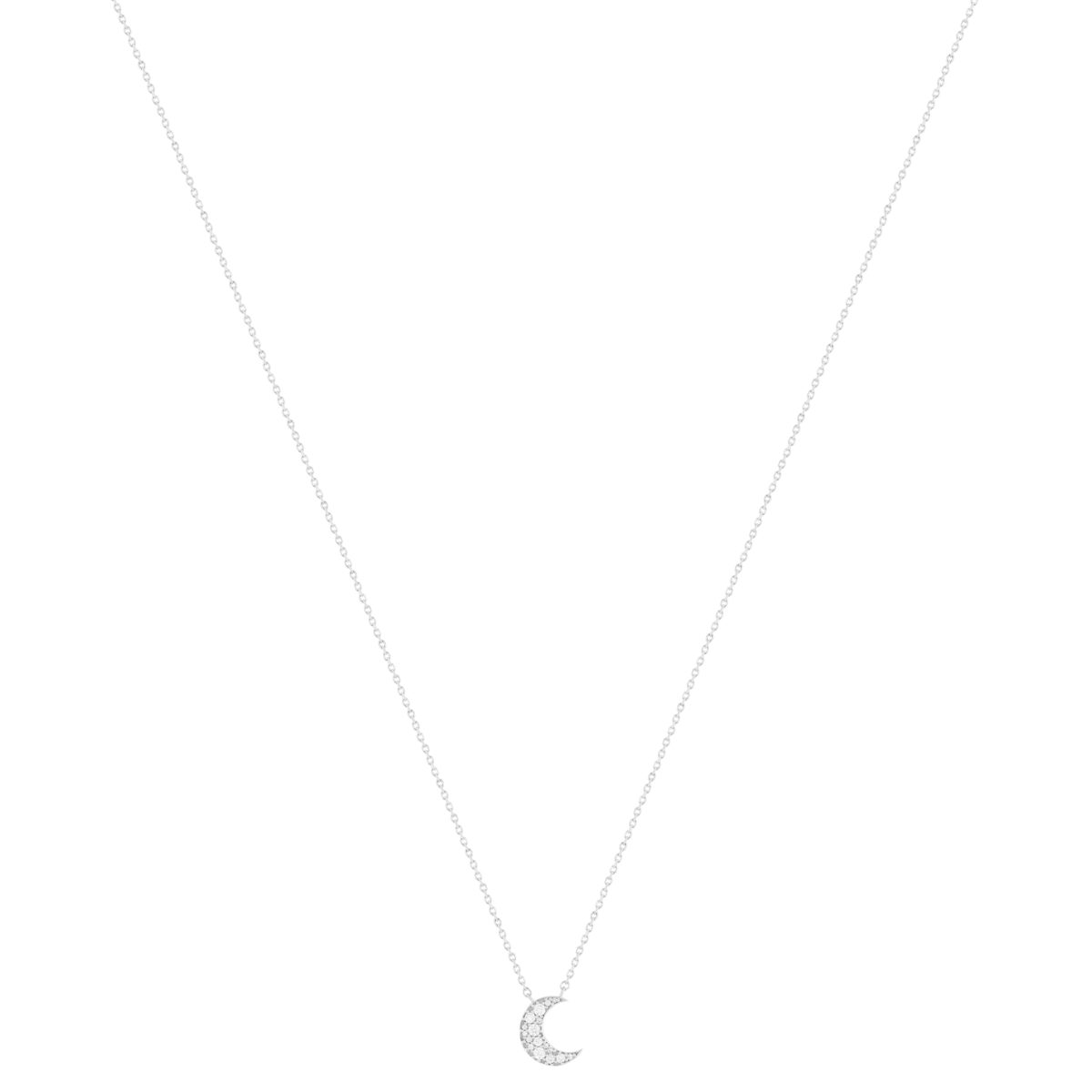 Collier argent 925, motif lune zirconias 45 cm - vue 2