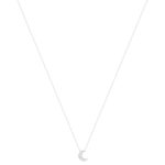 Collier argent 925, motif lune zirconias 45 cm - vue 2