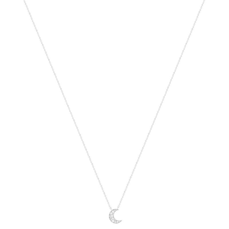 Collier argent 925, motif lune zirconias 45 cm - vue 2