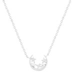 Collier argent 925 motif lune et étoiles zirconias 45cm - vue 1