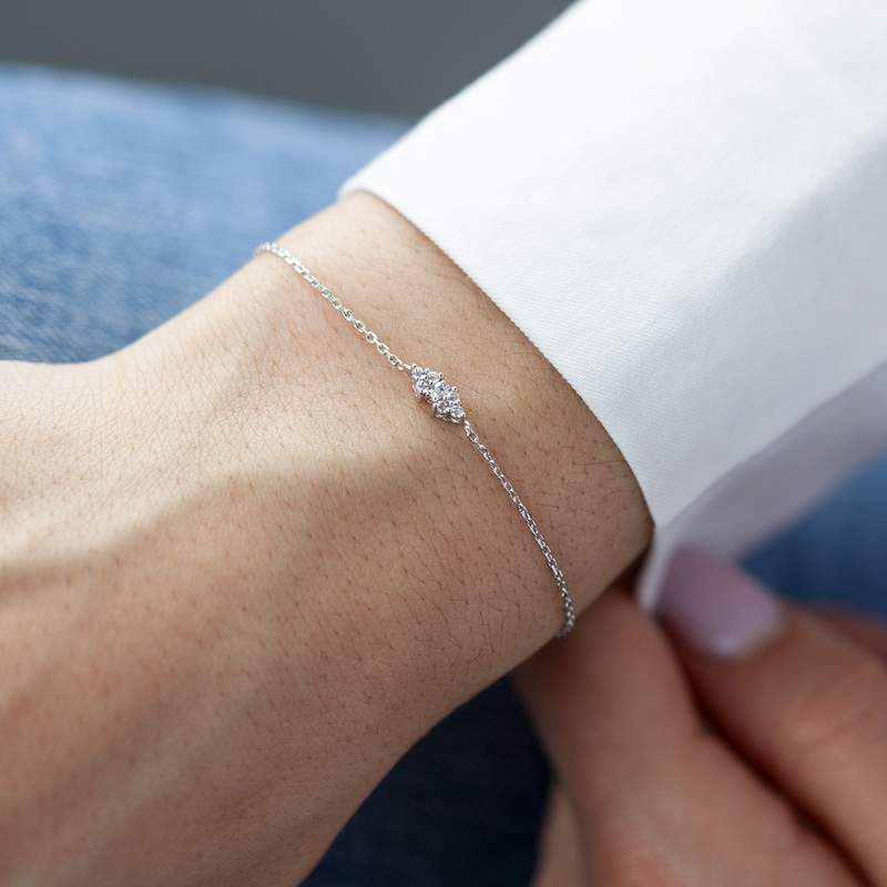 Bracelet argent 925 zirconias 18 cm - vue porté 1