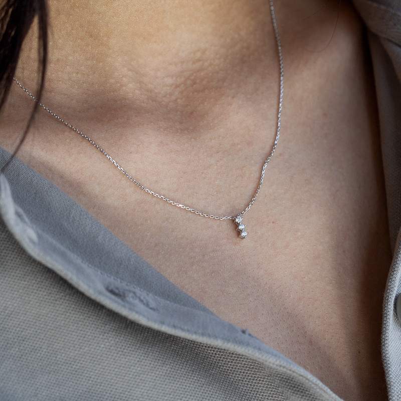 collier argent 925 zirconias 45 cm - vue porté 1