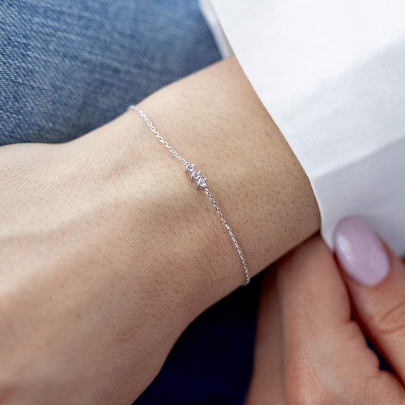 Bracelet argent 925 zirconias 18 cm - vue porté 1
