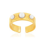 Bague ajustable dorée agates - vue 1