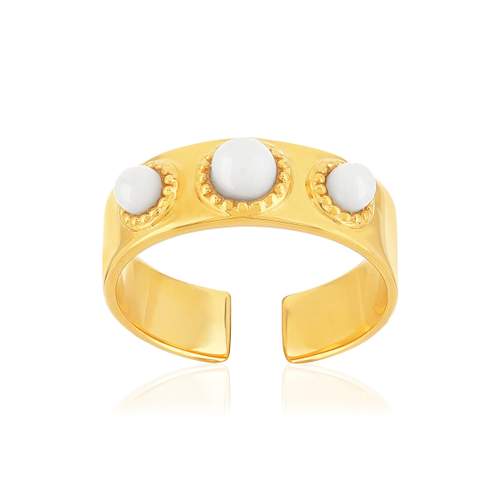 Bague ajustable dorée agates