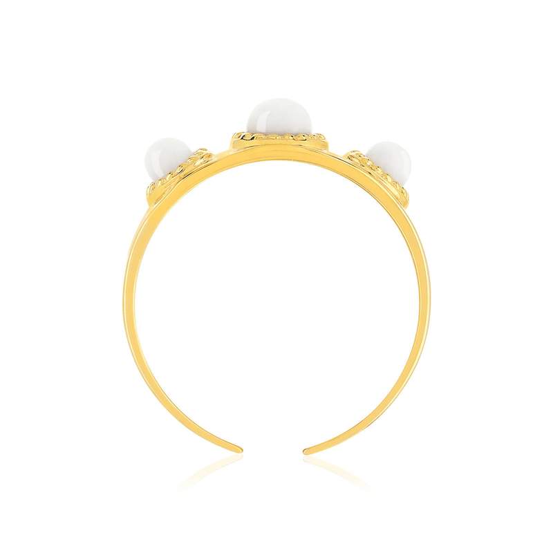 Bague ajustable dorée agates - vue 2