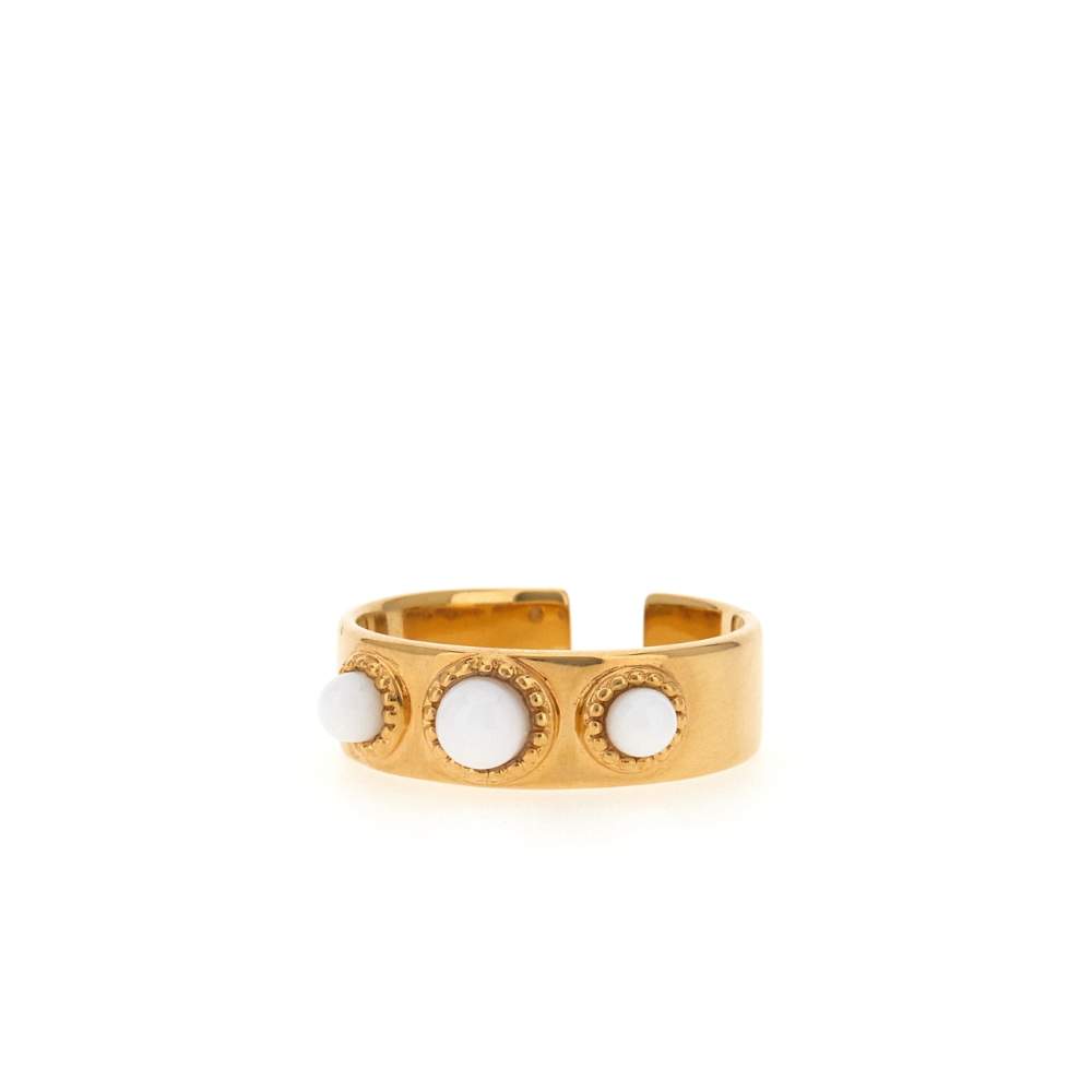 Bague ajustable dorée agates - vue 2