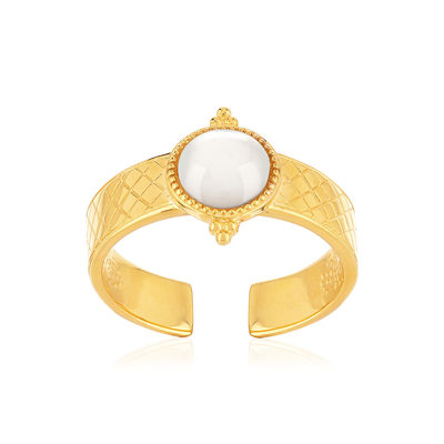 Bague ajustable dorée nacre