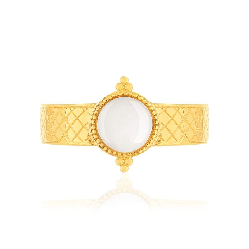Bague ajustable dorée nacre - vue 3