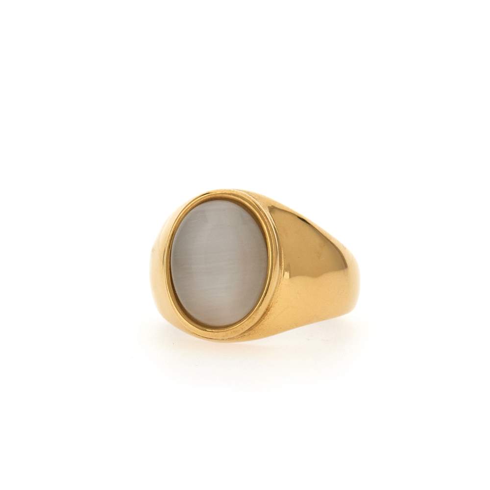 Bague ajustable dorée nacre - vue 2