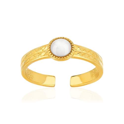 Bague ajustable dorée nacre