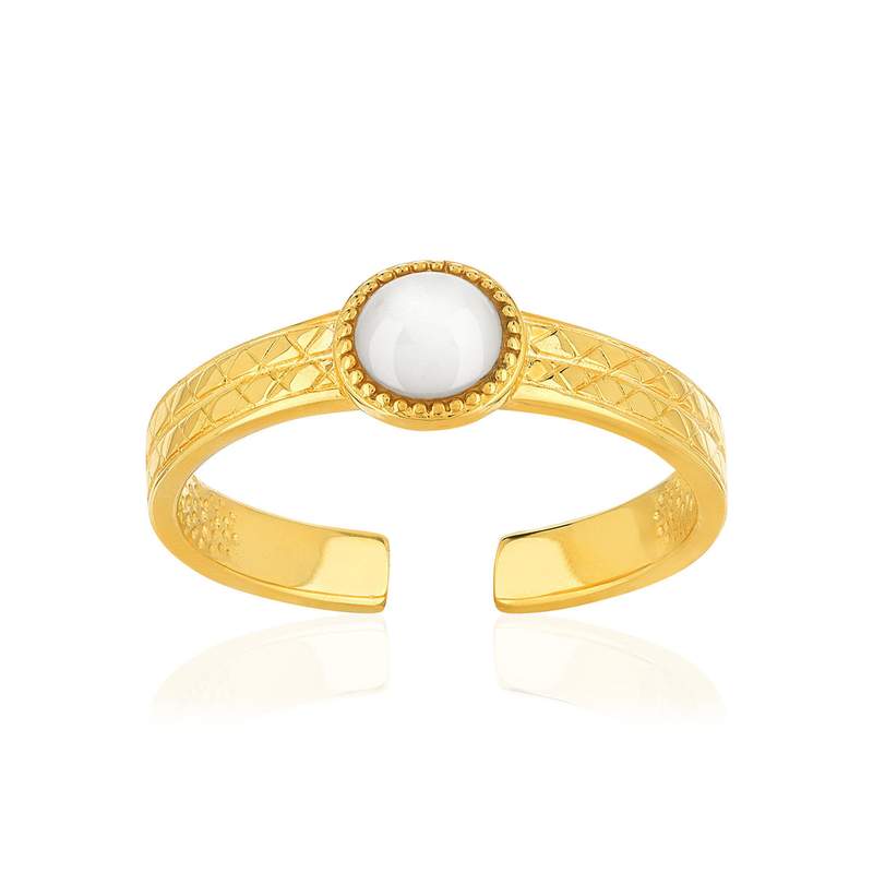 Bague ajustable dorée nacre - vue 1