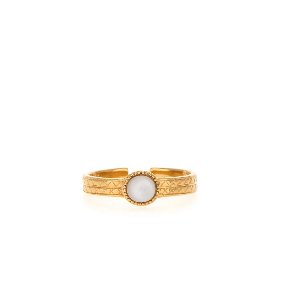 Bague ajustable dorée nacre - vue 1