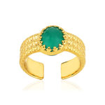 Bague ajustable dorée agate verte ajustable - vue 1
