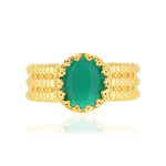 Bague ajustable dorée agate verte ajustable - vue 3