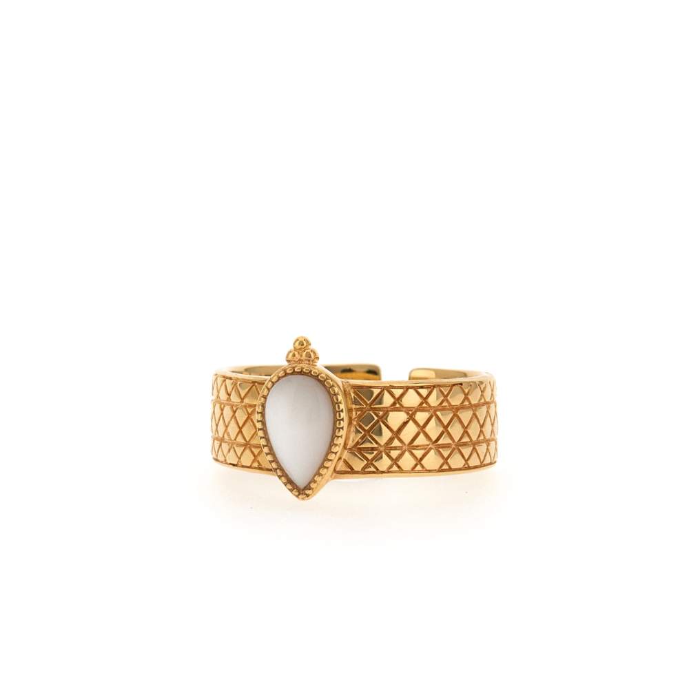Bague ajustable dorée nacre - vue 2