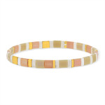 Bracelet élastique perles japonaises MIYUKI en verre émaillé ton orangé - vue porté 1