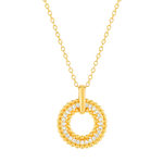 Collier plaqué or motif cercle perlé zirconias 42 à 45 cm - vue 1