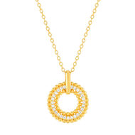 Collier plaqué or motif cercle perlé zirconias 42 à 45 cm