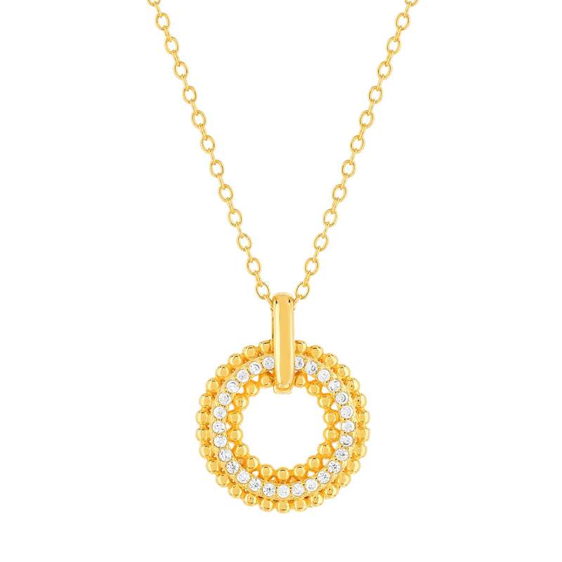 Gold-plated necklace with a beaded circle design featuring zirconia stones, 42–45 cm – view 1