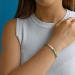Bracelet élastique perles japonaises MIYUKI en verre émaillé ton bleu et orangé - vue 1