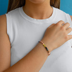 Bracelet perles japonaises MIYUKI en verre émaillé ton noir orangé jaune - vue 1