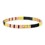 Bracelet perles japonaises MIYUKI en verre émaillé ton noir orangé jaune - vue porté 1