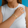 Bracelet élastique perles japonaises MIYUKI en verre émaillé ton blanc et doré - vue V1
