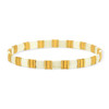 Bracelet élastique perles japonaises MIYUKI en verre émaillé ton blanc et doré - vue Vporté 1