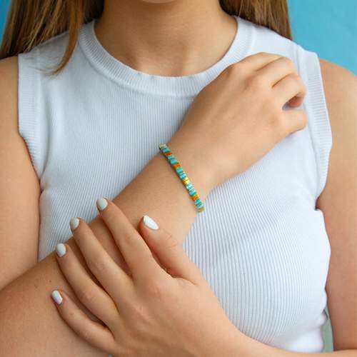 Bracelet élastique perles japonaises MIYUKI en verre émaillé multicolores