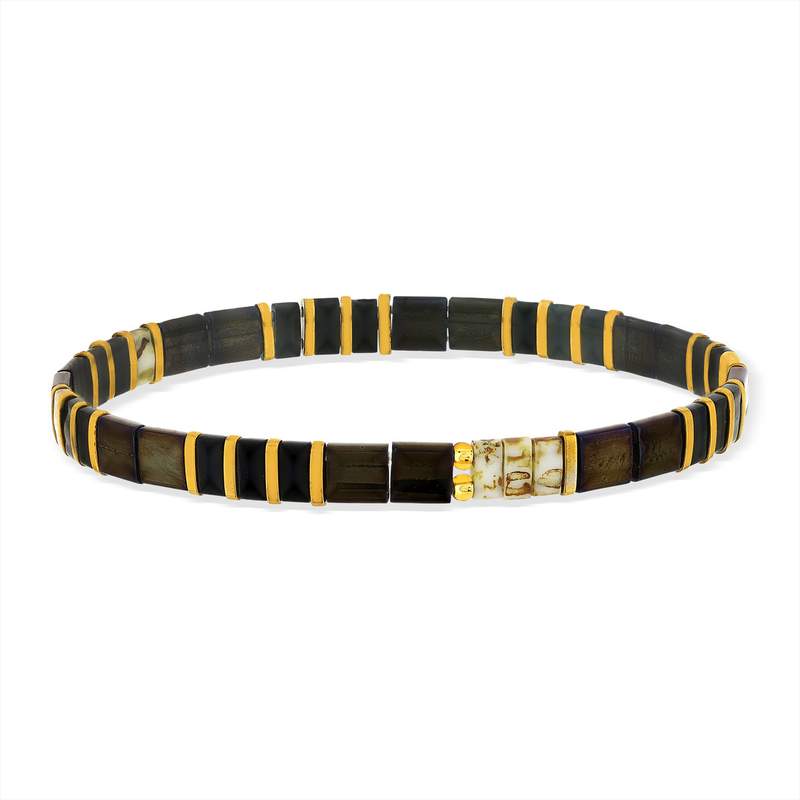 Bracelet élastique perles japonaises MIYUKI en verre émaillé multicolores - vue porté 1