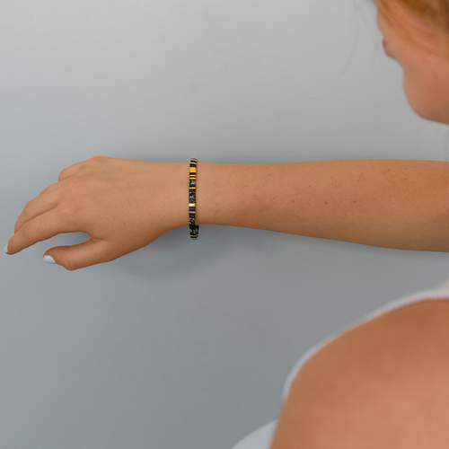 Bracelet élatiques perles japonaises MIYUKI en verre émaillé ton noir et doré