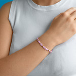 Bracelet élastique perles japonaises MIYUKI en verre émaillé ton rose et doré - vue 1